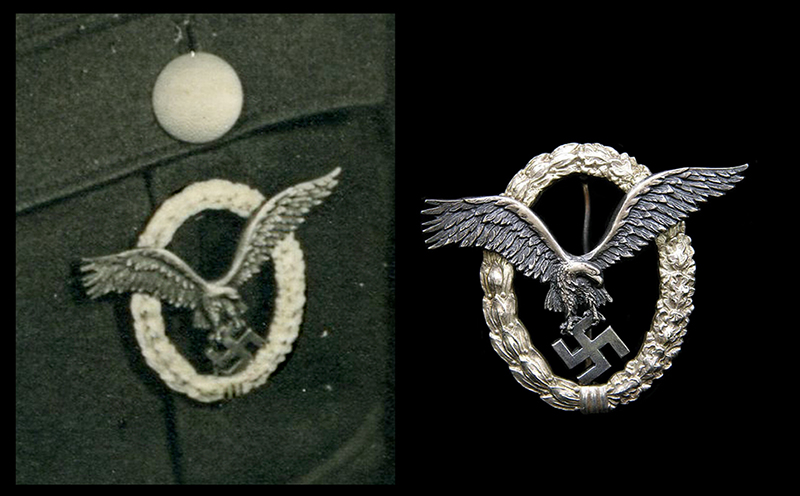 1st pattern pilot's badge by C E Juncker - comparison